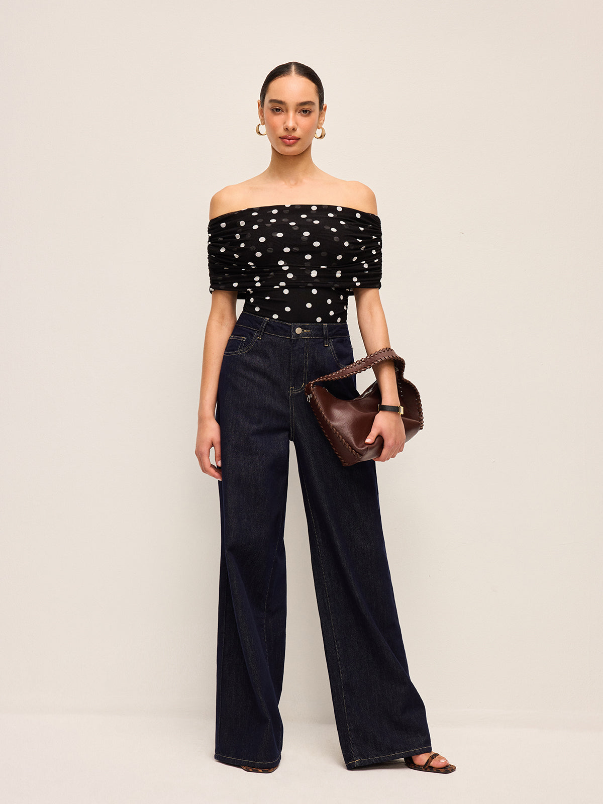 Camille Off-Shoulder Polka Bodysuit