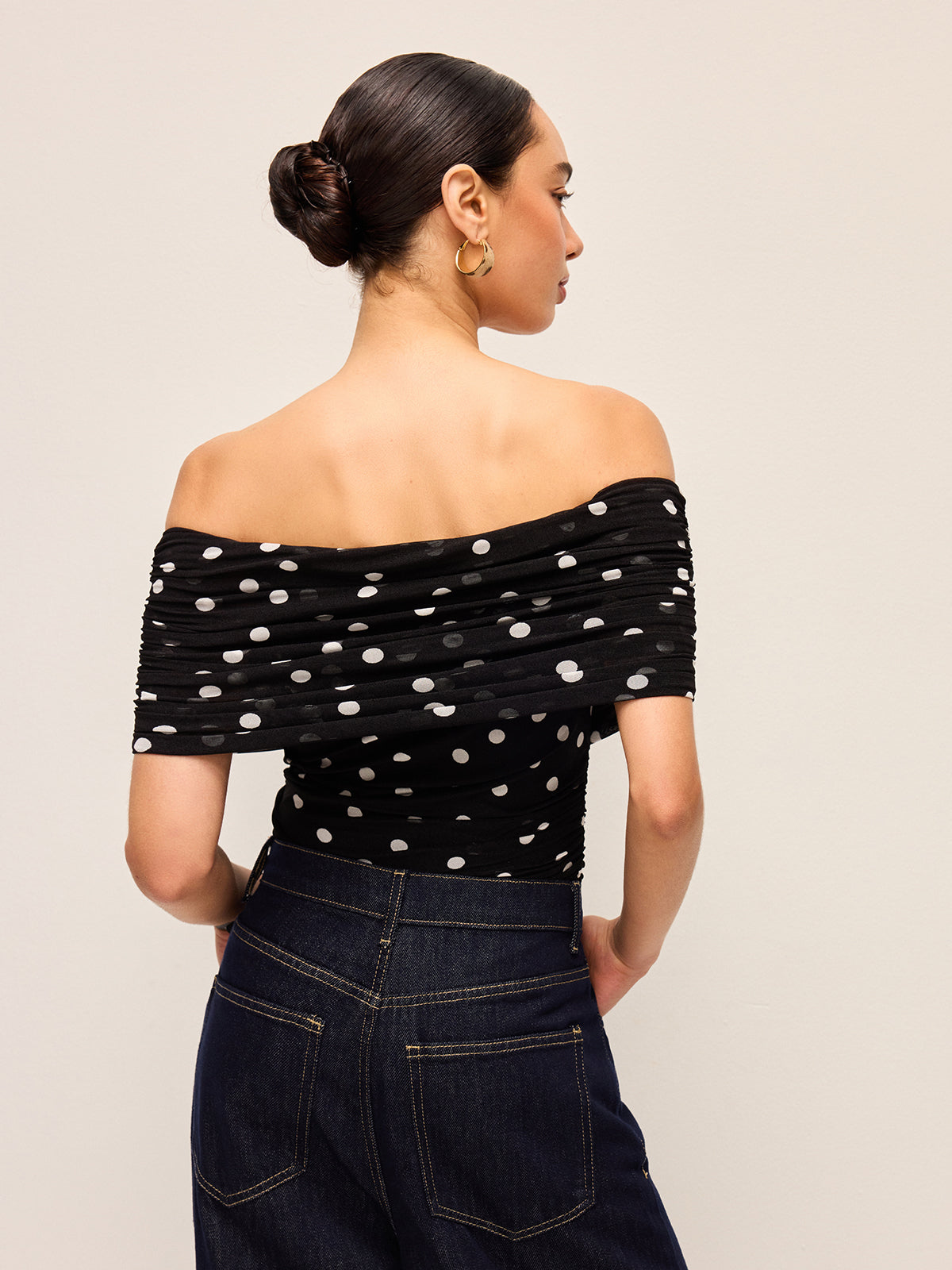 Camille Off-Shoulder Polka Bodysuit