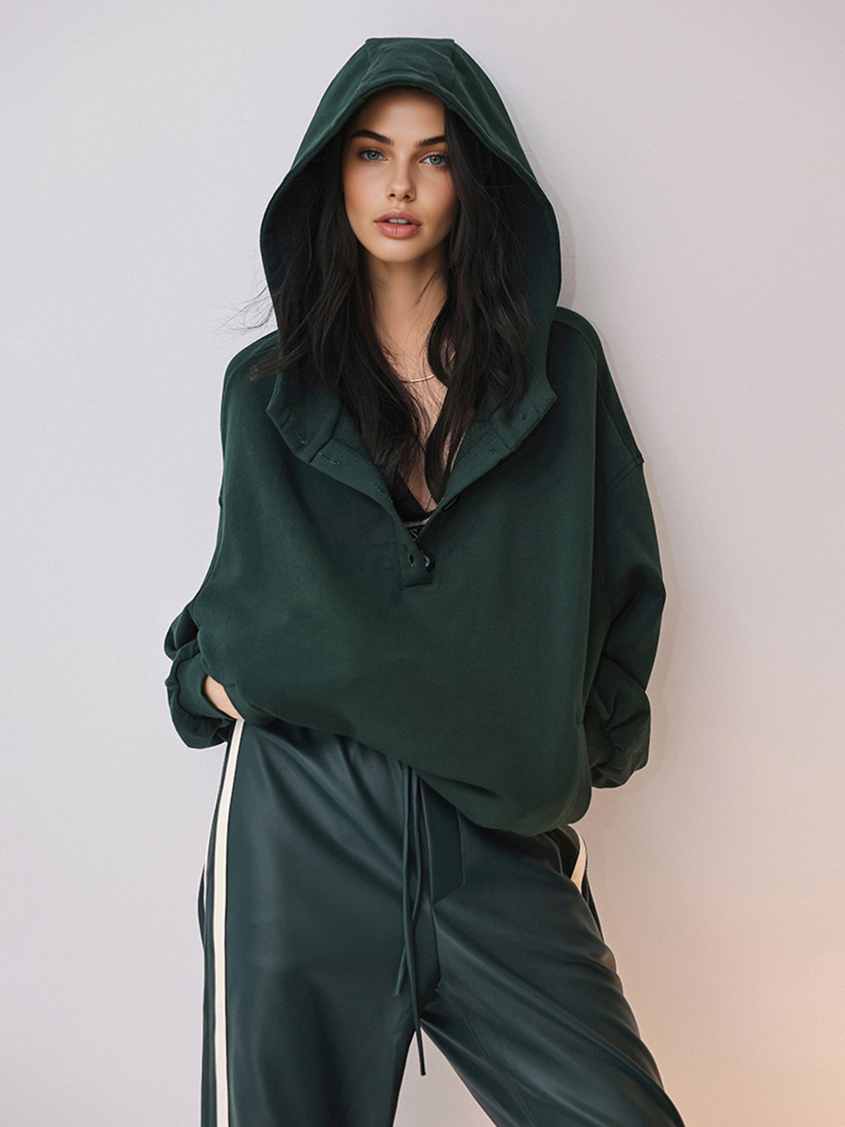 Oversized Buttoned Hoodie
