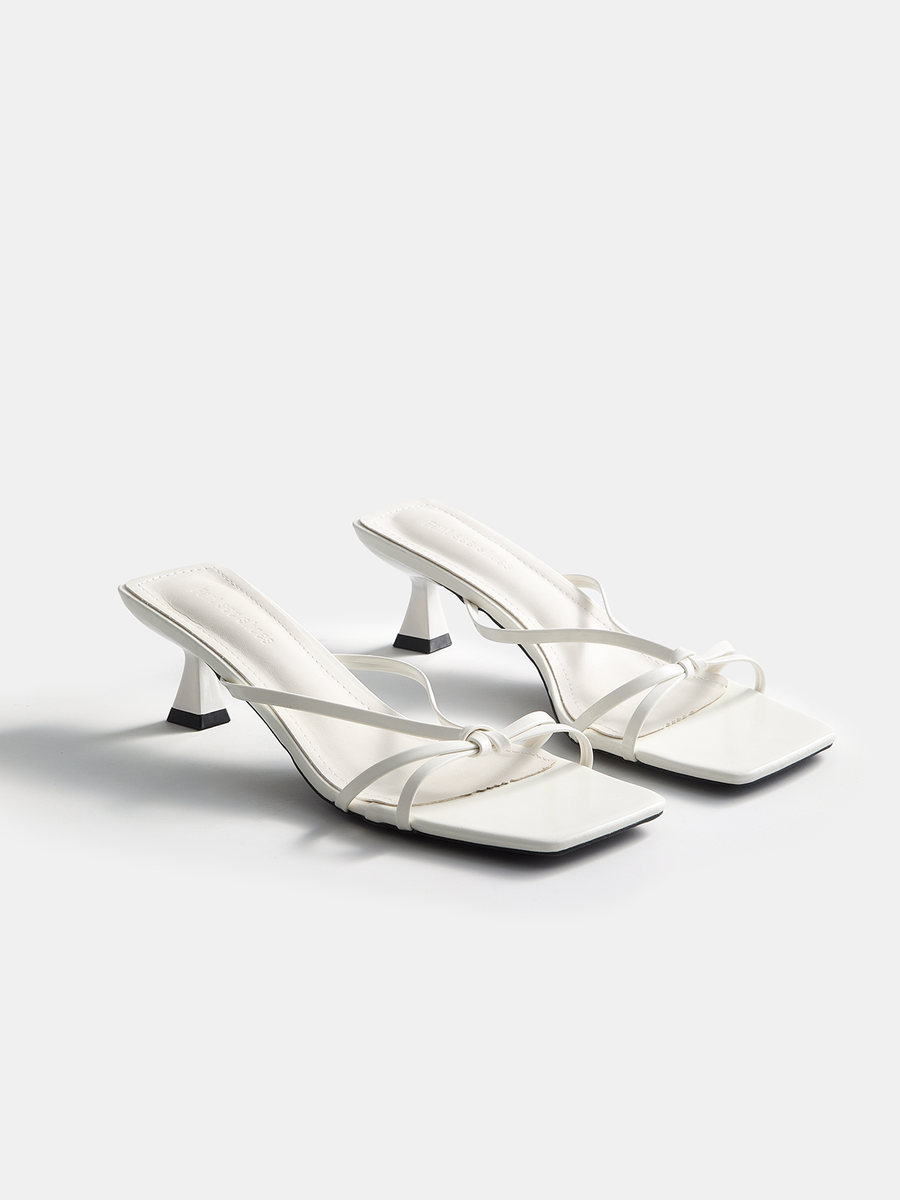 Square Toe Kitten Heel Mule Sandals