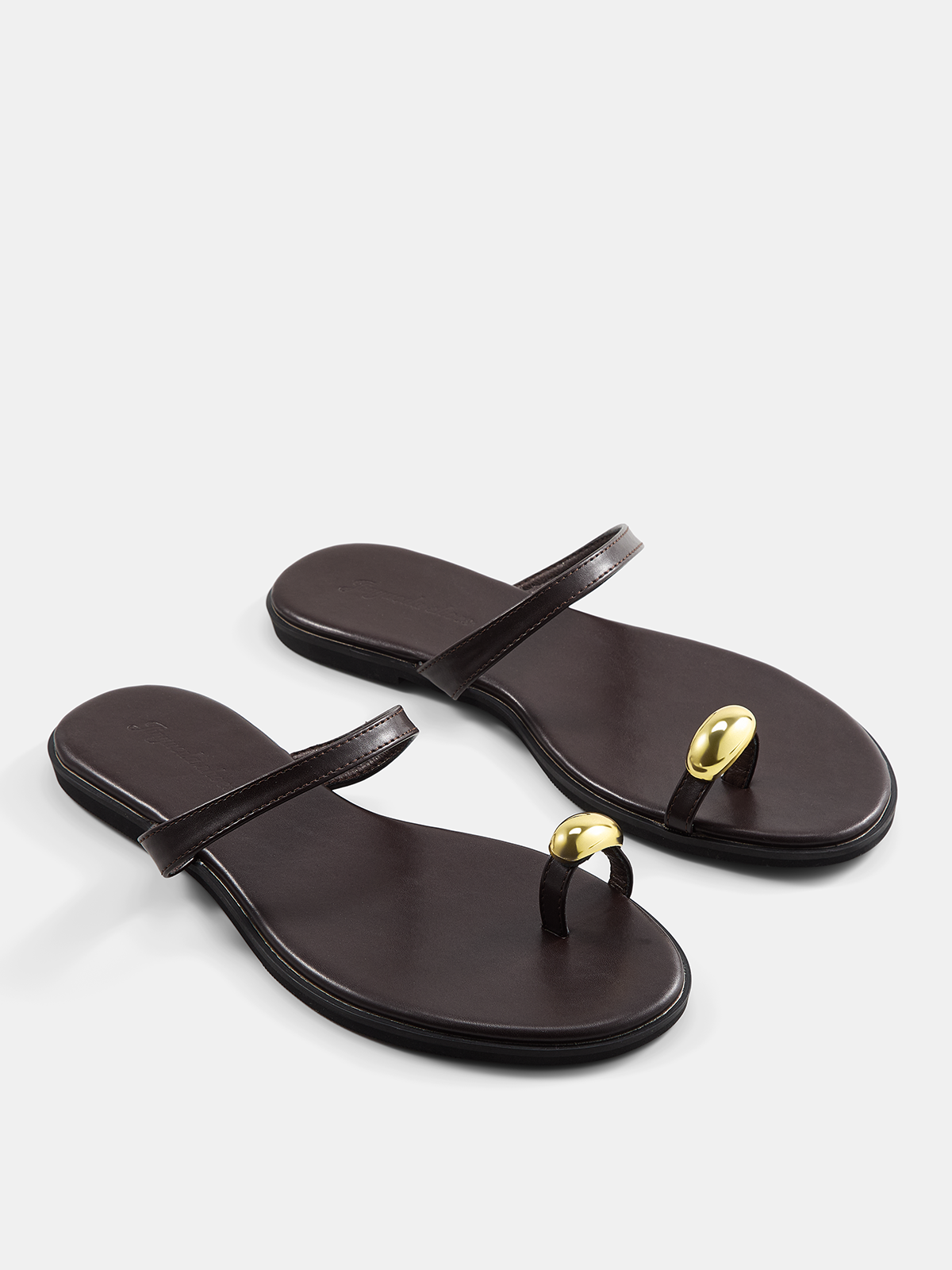 Metal Accent Toe Post Flat Sandals